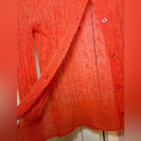 Aerie - Lightweight Women's Orange Open Knit Long Sleeve Cardigan in Size S - Picture 7 of 7